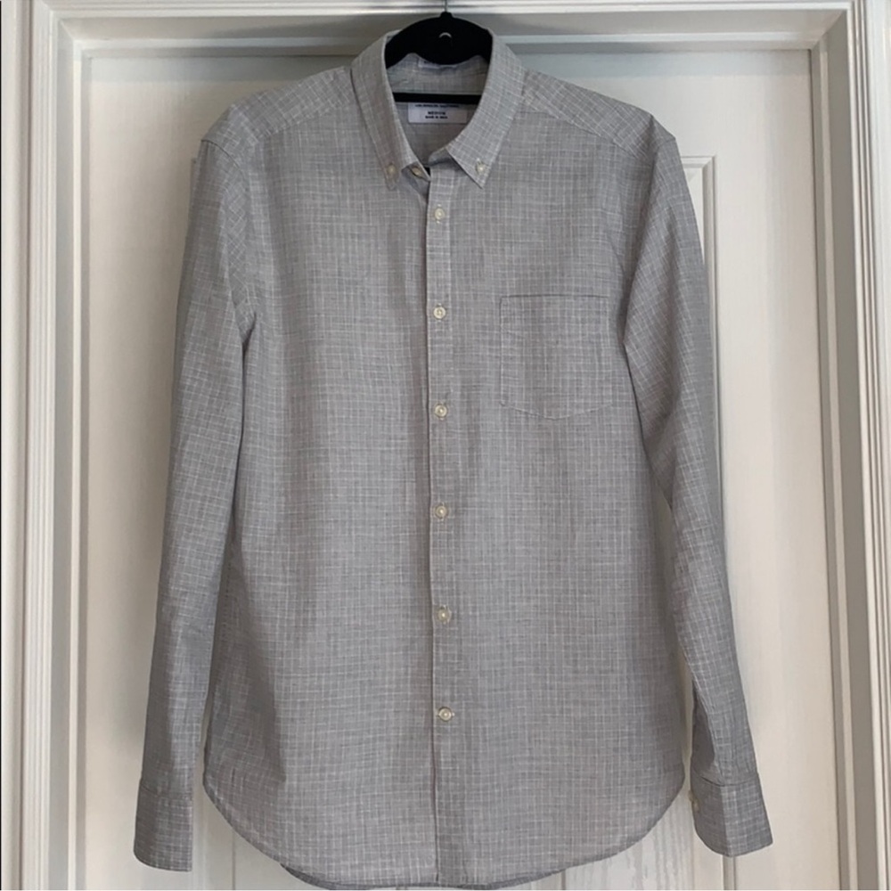 Lucky Brand Gray White Label Fit Casual Button Down Shirt M
